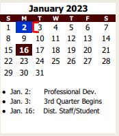 District School Academic Calendar for Forney Middle for January 2023