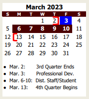 District School Academic Calendar for Forney Middle for March 2023