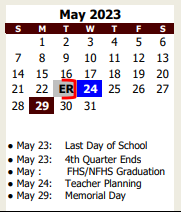 District School Academic Calendar for Crosby Elementary for May 2023