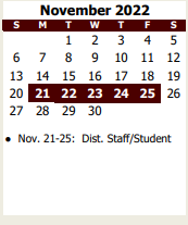 District School Academic Calendar for High School #2 for November 2022
