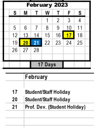 District School Academic Calendar for Easton Elementary for February 2023