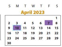 District School Academic Calendar for Parks Elementary for April 2023