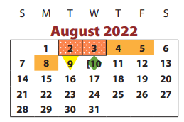 District School Academic Calendar for Colony Bend Elementary School for August 2022