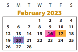 District School Academic Calendar for Sugar Mill Elementary for February 2023