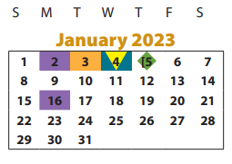 District School Academic Calendar for Seguin Elementary for January 2023