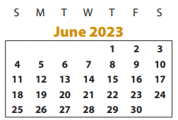 District School Academic Calendar for Seguin Elementary for June 2023