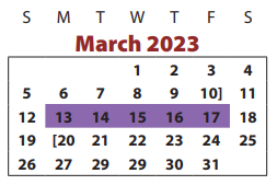 District School Academic Calendar for Christa Mcauliffe Middle for March 2023