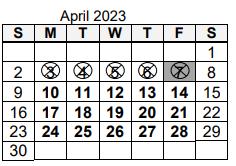 District School Academic Calendar for John S Irwin Elementary Sch for April 2023