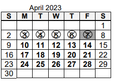 District School Academic Calendar for Jeff H Towles Intermediate School for April 2023