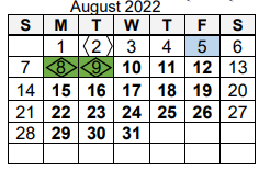 District School Academic Calendar for Shawnee Middle School for August 2022