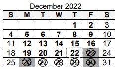 District School Academic Calendar for Special Education Center for December 2022