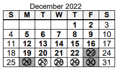 District School Academic Calendar for Jeff H Towles Intermediate School for December 2022