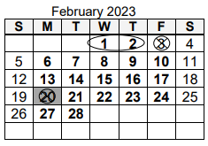 District School Academic Calendar for Blackhawk Middle School for February 2023