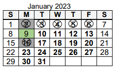 District School Academic Calendar for Jefferson Middle School for January 2023