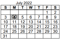 District School Academic Calendar for Washington Center Elem Sch for July 2022