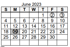 District School Academic Calendar for Indian Village Elementary Sch for June 2023