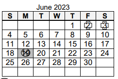 District School Academic Calendar for Northwood Middle School for June 2023