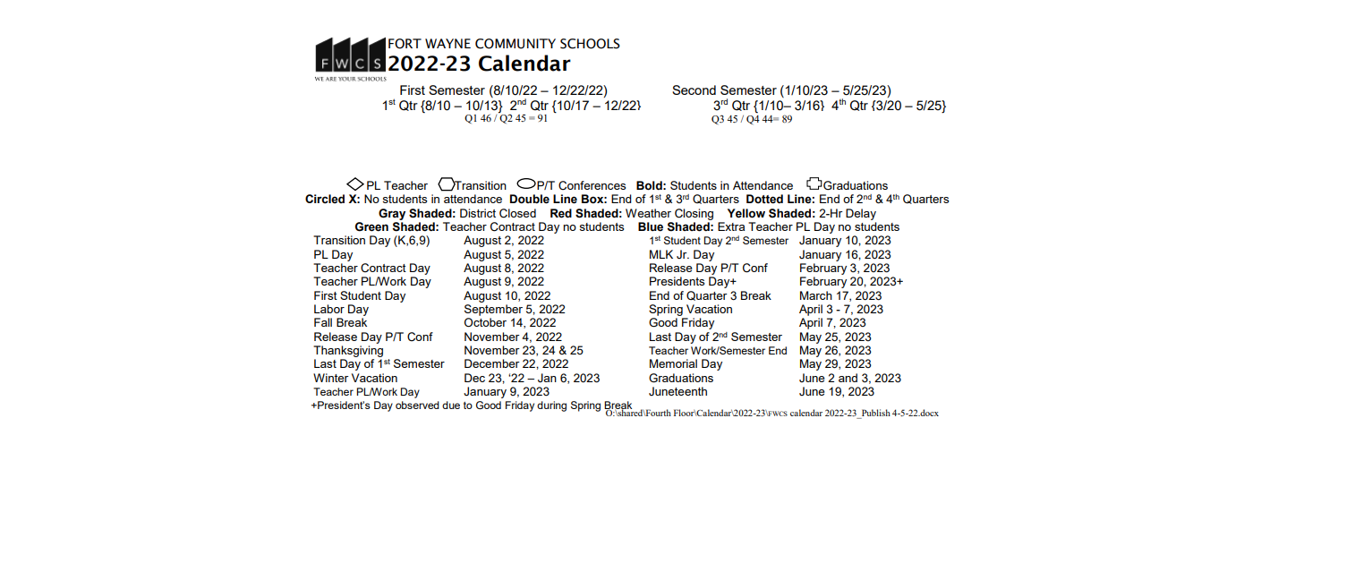 District School Academic Calendar Key for Miami Middle School