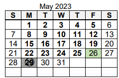 District School Academic Calendar for Pleasant Center Elem School for May 2023