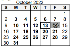 District School Academic Calendar for Jeff H Towles Intermediate School for October 2022