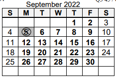 District School Academic Calendar for Northrop High School for September 2022