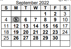 District School Academic Calendar for Jeff H Towles Intermediate School for September 2022