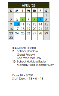 District School Academic Calendar for Alter Sch for April 2023