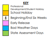 District School Academic Calendar Legend for Fredericksburg Primary School