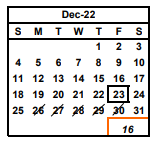 District School Academic Calendar for Weibel (fred E.) Elementary for December 2022