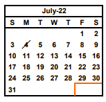District School Academic Calendar for Weibel (fred E.) Elementary for July 2022