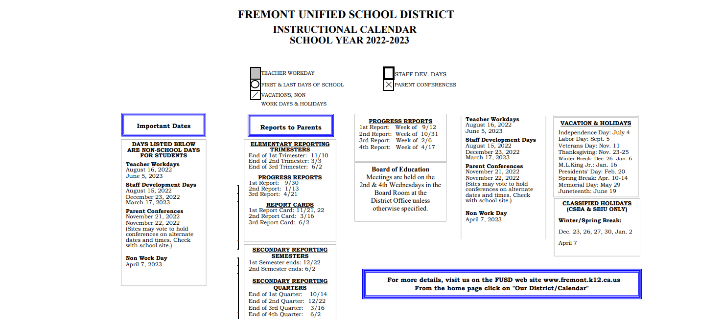 District School Academic Calendar Key for Circle Of Independent Learning