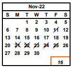 District School Academic Calendar for Weibel (fred E.) Elementary for November 2022