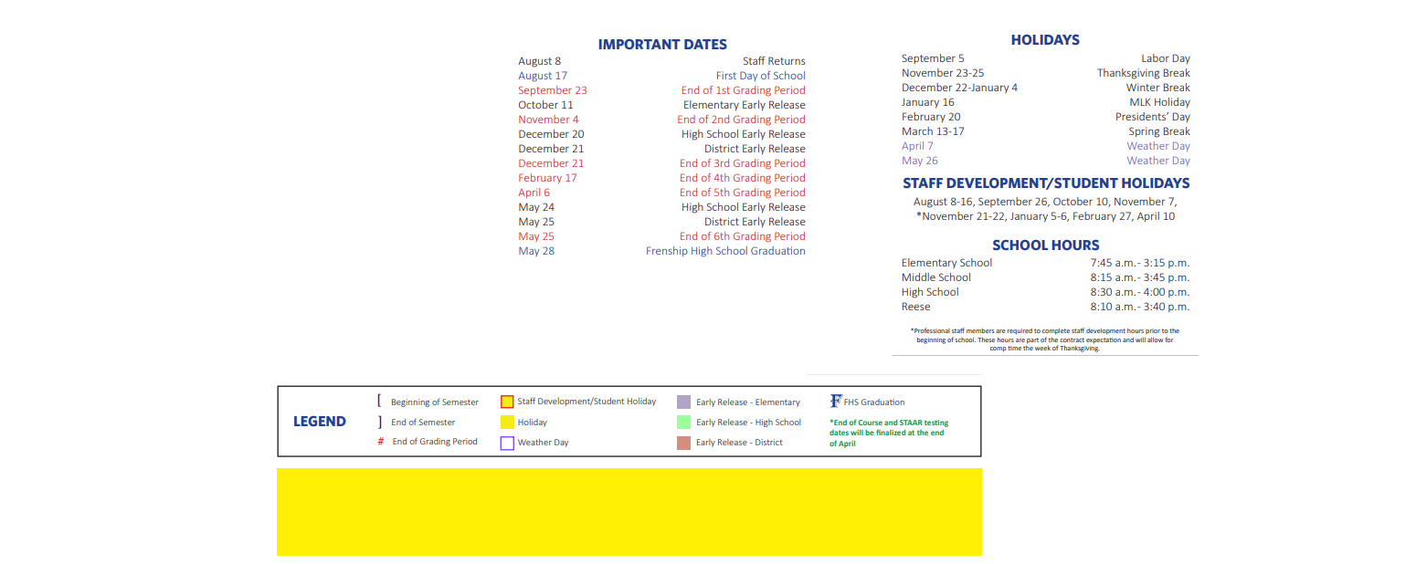 District School Academic Calendar Key for Crestview Elementary