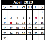 District School Academic Calendar for Zue S Bales Int for April 2023