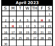 District School Academic Calendar for Galveston Co J J A E P for April 2023