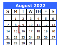 District School Academic Calendar for Galveston Co J J A E P for August 2022