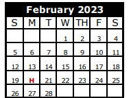 District School Academic Calendar for Westwood El for February 2023
