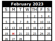 District School Academic Calendar for Galveston Co J J A E P for February 2023