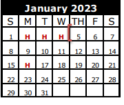 District School Academic Calendar for Zue S Bales Int for January 2023