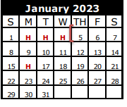 District School Academic Calendar for Galveston Co J J A E P for January 2023