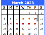 District School Academic Calendar for Zue S Bales Int for March 2023