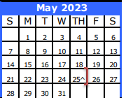 District School Academic Calendar for Galveston Co J J A E P for May 2023