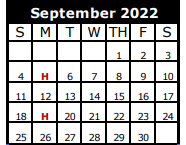 District School Academic Calendar for Zue S Bales Int for September 2022