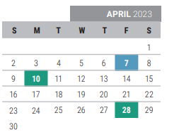 District School Academic Calendar for Boals Elementary for April 2023