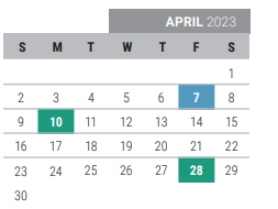 District School Academic Calendar for Borchardt Elementary for April 2023