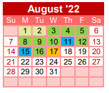 District School Academic Calendar for Gainesville J H for August 2022