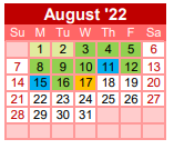 District School Academic Calendar for Gainesville J J A E P for August 2022