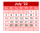 District School Academic Calendar for Gainesville H S for July 2022