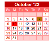 District School Academic Calendar for Gainesville J H for October 2022