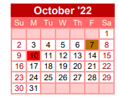 District School Academic Calendar for Gainesville J J A E P for October 2022